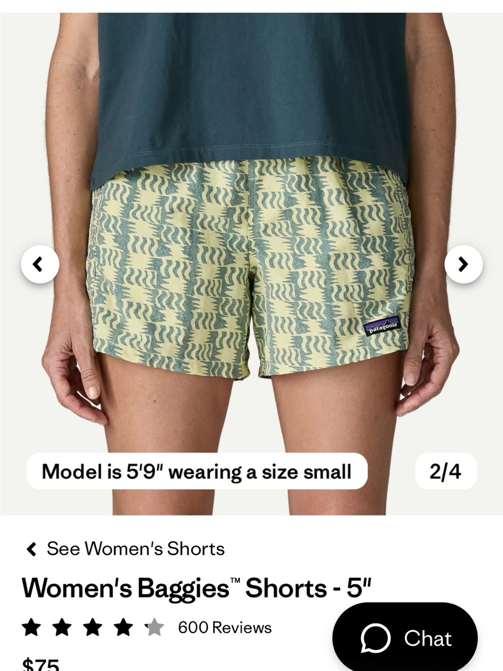 Patagonia Women's Baggies 5" Shorts in Light Green Wave Print